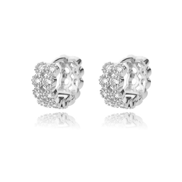Wholesale Women's Luxury Copper Zircon Heart Geometric Electroplated Earrings