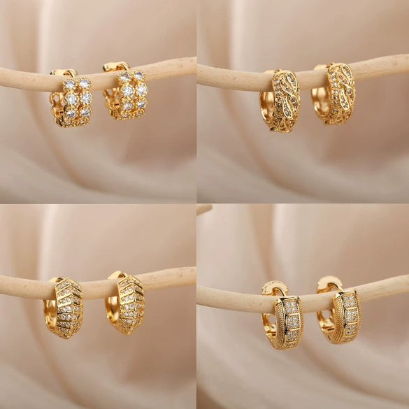 Wholesale Women's Luxury Copper Zircon Heart Geometric Electroplated Earrings