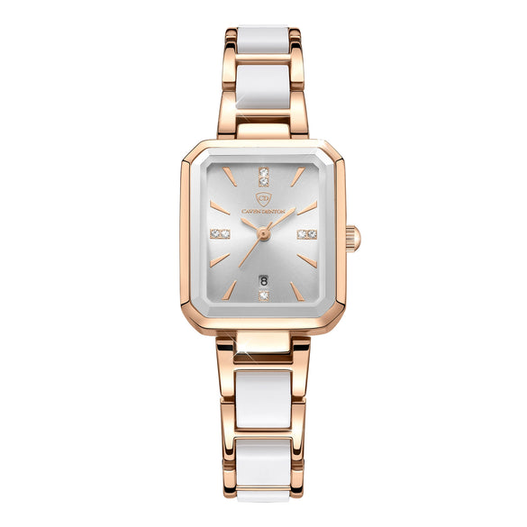 Wholesale Women's Luxury Diamond Square Waterproof Quartz Watch With Stainless Steel Clasp Resin Strap And Alloy Case