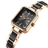 Wholesale Women's Luxury Diamond Square Waterproof Quartz Watch With Stainless Steel Clasp Resin Strap And Alloy Case