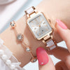 Wholesale Women's Luxury Diamond Square Waterproof Quartz Watch With Stainless Steel Clasp Resin Strap And Alloy Case