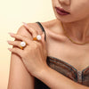 Wholesale Women's Luxury Exaggerated Beaded 316L Stainless Steel Ring Plated 18K Gold Geometric Style Jewelry