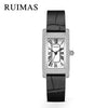 Wholesale Women's Luxury Fashion Quartz Watch With Alloy Case Genuine Leather Strap And Stainless Steel Buckle Embedded With Diamonds Rectangular Dial