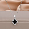 Wholesale Women's Luxury Fourleaf Clover Titanium Steel Necklace With Black And White Doublesided Design 18K Goldplated Ochain Geometric Pattern
