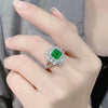 Wholesale Women's Luxury Geometric Square Copper Ring Inlaid With Grandmother Green Zircon