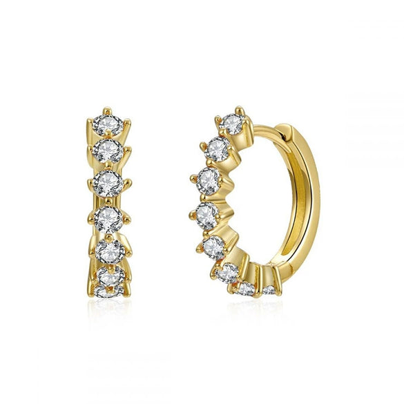 Wholesale Women's Luxury Geometric Zircon Earring Sets Copper Purely Handmade