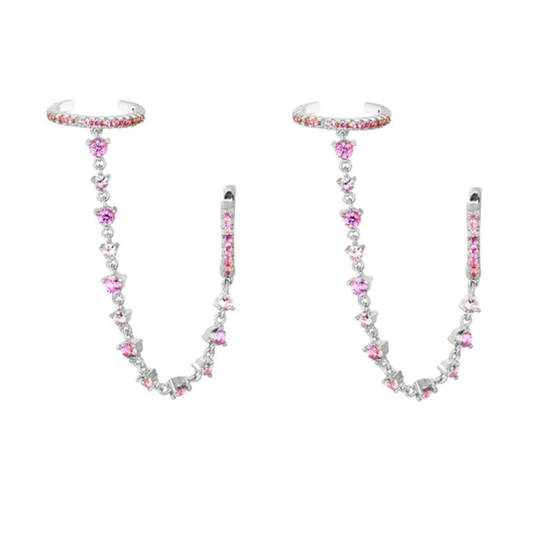 Wholesale Women's Luxury Geometric Zircon Earring Sets Copper Purely Handmade