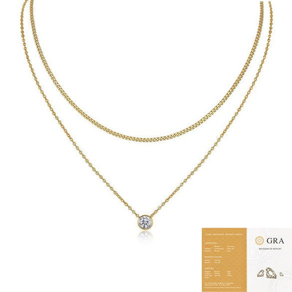 Wholesale Women's Luxury Highend Geometric Moissanite Inlaid 925 Sterling Silver Pendant Necklace