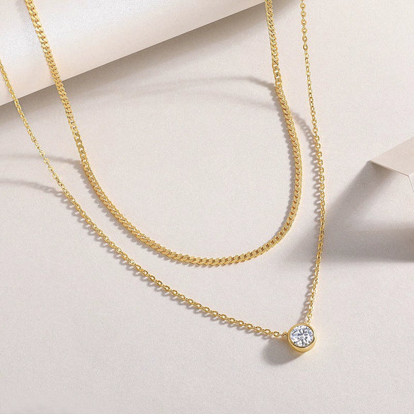 Wholesale Women's Luxury Highend Geometric Moissanite Inlaid 925 Sterling Silver Pendant Necklace