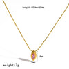 Wholesale Women's Luxury Ins Style Geometric Drop Shape Zircon Pendant 18K Gold Plated Titanium Steel And Stainless Steel Necklace With Round Snake Chain