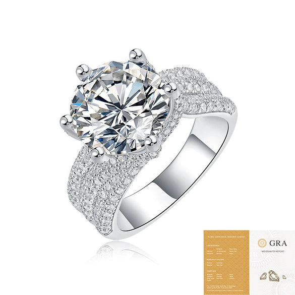 Wholesale Women's Luxury Moissanite Engagement Ring 925 Silver Electroplated Geometric Style