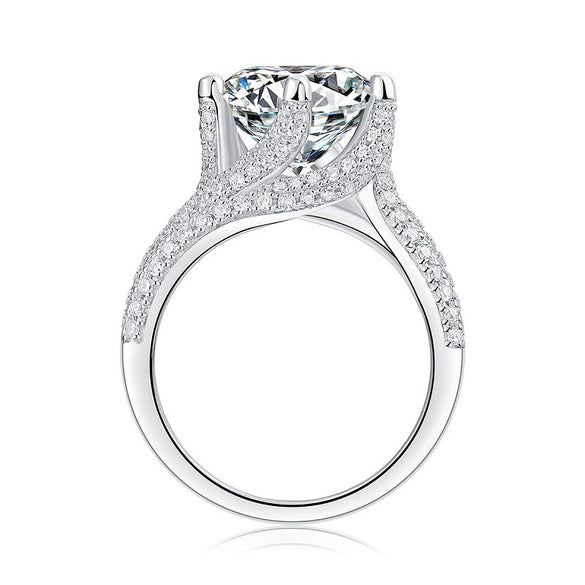 Wholesale Women's Luxury Moissanite Engagement Ring 925 Silver Electroplated Geometric Style