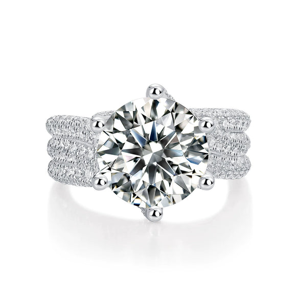 Wholesale Women's Luxury Moissanite Engagement Ring 925 Silver Electroplated Geometric Style