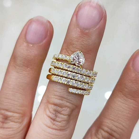Wholesale Women's Luxury Ring Copper Heartshaped Geometric Zircon Jewelry