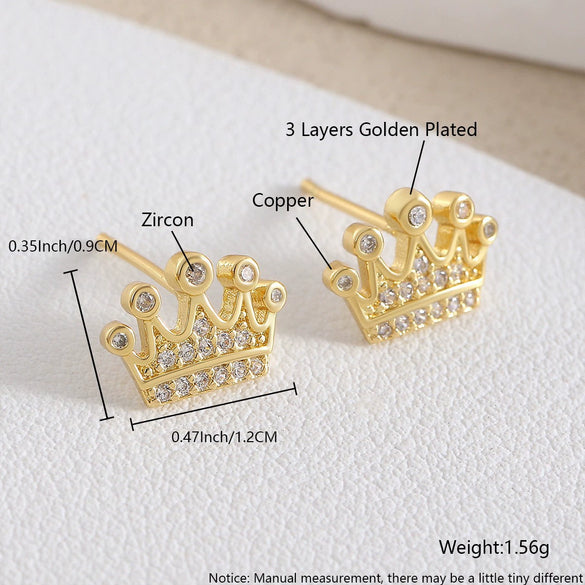 Wholesale Women's Luxury Round Copper Earrings With Diamond Geometric Spherical Design And Electroplating Treatment