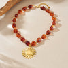 Wholesale Women's Maillard Geometric Irregular Beaded Goldplated Stainless Steel Sun Pendant Necklace