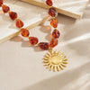 Wholesale Women's Maillard Geometric Irregular Beaded Goldplated Stainless Steel Sun Pendant Necklace