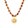 Wholesale Women's Maillard Geometric Irregular Beaded Goldplated Stainless Steel Sun Pendant Necklace
