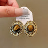 Wholesale Women's Maillard Style Alloy Geometric Tiger Eye Earrings With Electroplating