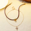 Wholesale Women's Maillard Style Alloy Star Shape Double Layer Stacked Necklace With Electroplating