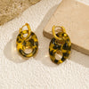 Wholesale Women's Maillard Style Animal Zodiac Geometric Resin Earrings With Vacuum Real Gold Plating In Pvd Furnace