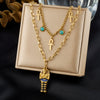 Wholesale Women's Maillard Style Doublelayered Goldplated Stainless Steel Cross Pendant Necklace Choker