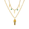Wholesale Women's Maillard Style Doublelayered Goldplated Stainless Steel Cross Pendant Necklace Choker