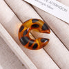 Wholesale Women's Maillard Style Geometric Leopardprint Resin Cshaped Electroplated Ear Clips
