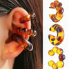 Wholesale Women's Maillard Style Geometric Leopardprint Resin Cshaped Electroplated Ear Clips