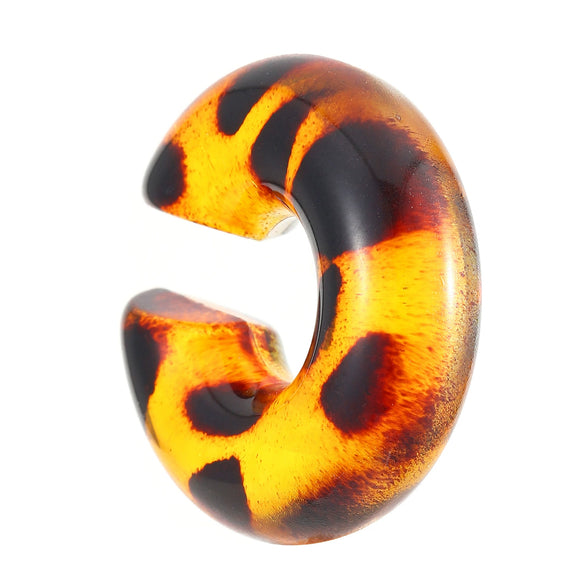Wholesale Women's Maillard Style Geometric Leopardprint Resin Cshaped Electroplated Ear Clips