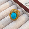 Wholesale Women's Maillard Style Geometric Stainless Steel Electroplated Tiger Eye Opening Adjustable Ring