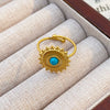 Wholesale Women's Maillard Style Geometric Stainless Steel Electroplated Tiger Eye Opening Adjustable Ring