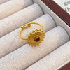Wholesale Women's Maillard Style Geometric Stainless Steel Electroplated Tiger Eye Opening Adjustable Ring