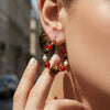 Wholesale Women's Maillard Style Geometric Tiger Eye Stone Imitation Pearl Stainless Steel Electroplated Earrings