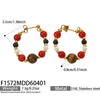 Wholesale Women's Maillard Style Geometric Tiger Eye Stone Imitation Pearl Stainless Steel Electroplated Earrings