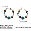 Wholesale Women's Maillard Style Geometric Tiger Eye Stone Imitation Pearl Stainless Steel Electroplated Earrings