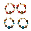Wholesale Women's Maillard Style Geometric Tiger Eye Stone Imitation Pearl Stainless Steel Electroplated Earrings