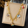 Wholesale Women's Maillard Style Gold Plated Cross Pendant Necklace With Round Portrait Pattern Stainless Steel Oshaped Chain