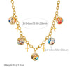 Wholesale Women's Maillard Style Gold Plated Cross Pendant Necklace With Round Portrait Pattern Stainless Steel Oshaped Chain