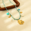 Wholesale Women's Marine Jewelry Octopus And Starfish Geometric Animal Zodiac Stainless Steel Titanium Steel Goldplated Pendant Braided Rope Clavicle Necklace