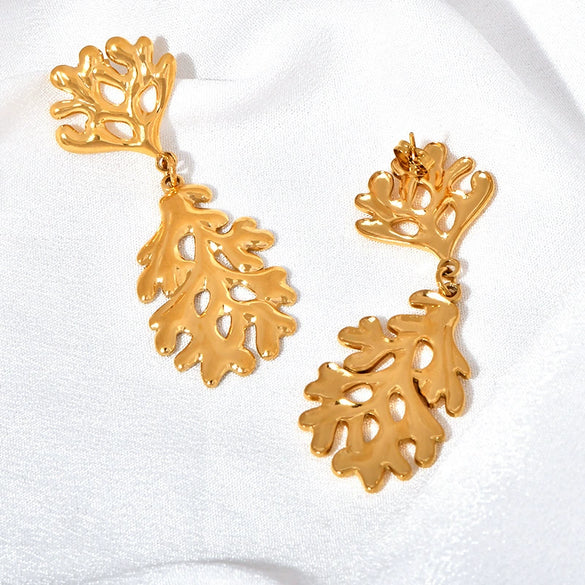 Wholesale Women's Marine Series Titanium Steel Geometric Diamond Earrings With Electroplating