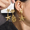 Wholesale Women's Marine Series Titanium Steel Geometric Diamond Earrings With Electroplating