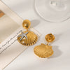 Wholesale Women's Marine Style Stainless Steel Shell Starfish Earrings With Geometric Design And Electroplating