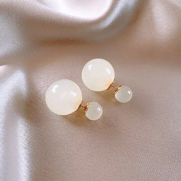 Wholesale Women's Matte Resin Geometric Round Doublesided Electroplated Earrings With Small Fresh Design