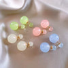 Wholesale Women's Matte Resin Geometric Round Doublesided Electroplated Earrings With Small Fresh Design