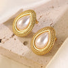 Wholesale Women's Medieval Geometric Pearl Stainless Steel Electroplated Earrings Highend Jewelry