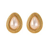 Wholesale Women's Medieval Geometric Pearl Stainless Steel Electroplated Earrings Highend Jewelry