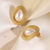Wholesale Women's Medieval Geometric Pearl Stainless Steel Electroplated Earrings Highend Jewelry