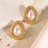 Wholesale Women's Medieval Geometric Pearl Stainless Steel Electroplated Earrings Highend Jewelry