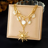 Wholesale Women's Medieval Minimalist Geometric Stainless Steel Goldplated Doublelayer Stacked Chain Necklace